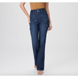 PAIGE Jeans Womens 31 Blue Dion Cargo Flare High Rise Stretch Gracie Lou